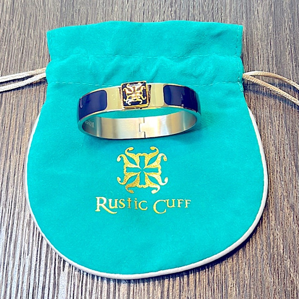 Rustic Cuff - Navy & Silver Enamel Cuff Bracelet